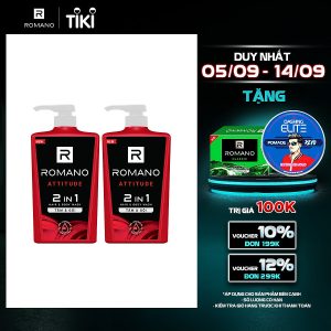 Thương hiệu: Romano Combo 2 Tắm gội 2 trong 1 Romano hương nước hoa 650g/chai 239.000 ₫