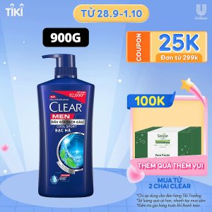Thương hiệu: Clear Dầu Gội Đầu Clear Men Cool Sport Dầu Gội Bạc Hà Mát Lạnh Cực Đỉnh Suốt Ngày Dài Đánh Bay Gàu, Ngứa & Vi Khuẩn 900g   176.000 ₫