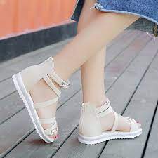 Mới Sandal Nữ Mùa Hè Sau Khi Kéo Dây Kéo La Mã Mềm Chị Phẳng Sinh Viên Thường Hở Ngón Hàn Quốc Với Dép Thủy Triều 98.141₫