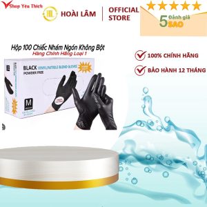 [Mã LAM0GIAM5 Giảm 10% Đơn 500k] HỘP 100 chiếc găng tay màu đen không bột đen nhám , Sử Dụng Trong Spa-TMV Dày Dặn L1   ₫45.000