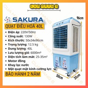 [Mã ELHA22 giảm 6% đơn 300K] Quạt điều hoà không khí hơi nước 40 LÍT SAKURA 2022 - BH 2 NĂM