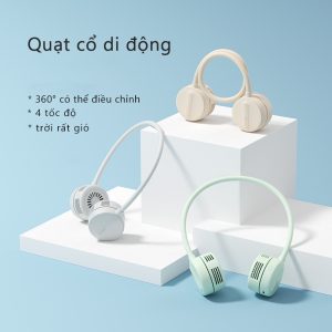 Quạt đeo cổ JISULIFE sạc USB xoay 360 độ với 4 tốc độ thiết kế không cánh hoạt động rảnh tay tiện dụng   ₫359.000