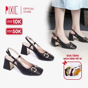 [Form to] Giày Cao Gót 7cm Mũi Vuông Gắn Khoá Pixie X776   195.000 ₫