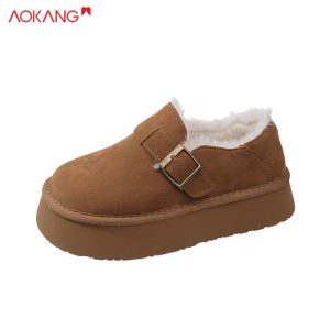 Bốt đi tuyết đế dày Aokang, giày birkenstock Nữ, Giày Vải bông ấm áp mới, ống ngắn, nhung, dày và chống trượt  216.000 ₫