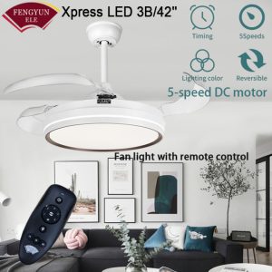FENGYUN Đèn quạt trần vô hình 42 inch, quạt trần có thể điều chỉnh độ sáng, chân đế có thể thu vào, trong nhà/ngoài trời với đèn LED điều khiển từ xa, hỗ trợ tốc độ/thời gian, hoàn hảo cho phòng khách, phòng ngủ, nhà bếp, phòng ăn  1.419.000 ₫
