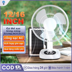 Quạt điện Quạt Tích Điện Quạt Quạt Năng Lượng Mặt Trời 12/16 inch,3 tốc độ,USB/sạc bằng năng lượng mặt trời Quạt đứng Quạt treo tường  499.000 ₫