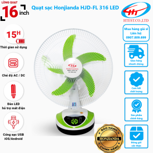 Quạt Sạc Tích Điện Honjianda Hjd Fl316 2 Bình  1.067.800 ₫