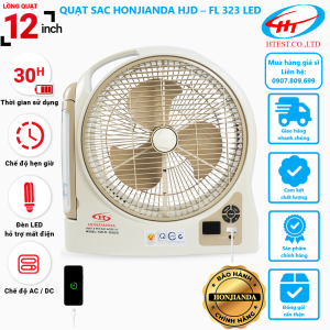 Quạt Sạc Tích Điện Dạng Hộp AC&DC 12 inch Honjianda FL323 - 2 Bình - Có Đèn LED & USB  950.000 ₫
