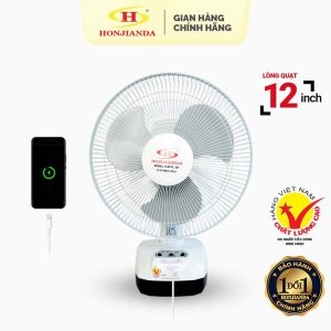 QUẠT SẠC TÍCH ĐIỆN CHÍNH HÃNG HONJINDA HJD-FL 301 AC/DC CÓ LED CÓ CỔNG SẠC USB (1 BÌNH VÀ 2   780.000 ₫BÌNH)