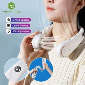 Quạt Đeo Cổ Mini Không Cánh Tích Điện Điều Hòa NeckFan Có Miếng Làm Lạnh Siêu Mát Giải Nhiệt Tránh Say Nắng Màn Hình LED Hiển Thị 5 Cấp Độ Pin Lên Tới 20h Có Đèn Hỗ Trợ Sử Dụng Khi Trời Tối Không Bị Rối Tóc  250.000 ₫