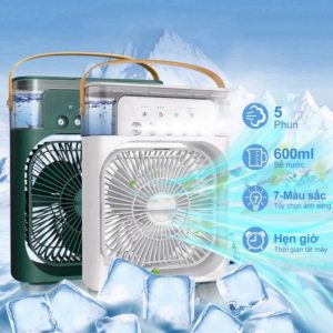 Quạt tích điện phun sương 600ml, quạt điều hòa để bàn 5 vòi Phun, không tiếng ồn, có chế độ hẹn giờ, 3 chế độ gió.  248.000 ₫
