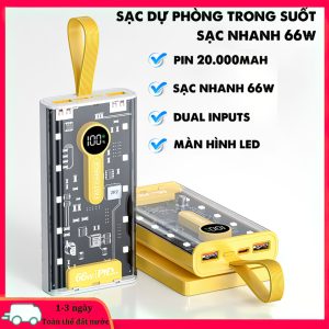 [HCM]Pin sạc dự phòng 20000mah Hỗ trợ sạc nhanh 22.5W-40W, hỗ trợ đầu ra 66W tối đa，Tích hợp 2 cổng sạc đầu ra và màn hình Led hiển thị pin  231.000 ₫