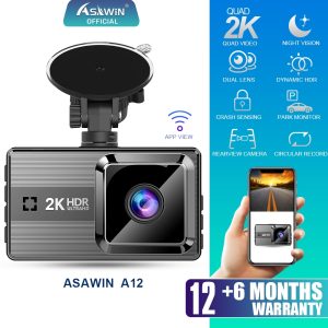 Asawin A12 Wifi Dashcam ADAS cho camera hành trình 2K phía trước và phía sau LDWS FCWS ứng dụng điều khiển 3 inch IPS Camera hành trình nhìn trong đêm tự động video chu kỳ  688.888 ₫