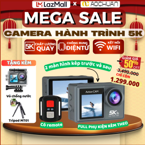 Camera Hành Trình Ô Tô AOCHUAN Camera Hành Trình A81 Tích Hợp Màn Hình Kép (Trước +Sau) WEBCAM– Quay 4K/5K/60fps – Chống Rung Điện Tử EIS- Camera Wifi Kết Nối Với Điện Thoại, Chống Nước, Góc Quay Siêu Rộng 170 độ, thẻ nhớ 128GB  1.339.000 ₫