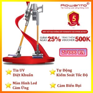 [ TẶNG VOUCHER 500K ] Máy hut bụi cầm tay đa năng thông minh không dây hút bụi giường nệm/ xe hơi/ mini/ máy tính/ gia đình ROWANTO V22 HYPER DETECT  1.299.000 ₫