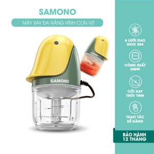 (BH 1 Năm)Samono Máy xay rau củ tỏi ớt thịt cá hoa quả đa năng mini 300ml 200W cho bé ăn dặm, bền chất lượng và hình con vịt dễ thương SW-C200  279.000 ₫