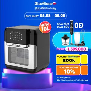 [25-29.4 Giảm đến 50%] Nồi Chiên Không Dầu BlueStone AFB-5888 (10 Lít) - Công suất 1500W - Công nghệ Rapid Air, giảm 80-90% lượng dầu mỡ - Bảng điều khiển cảm ứng - Bảo hành 2 năm - Hàng chính hãng 2.959.000 ₫