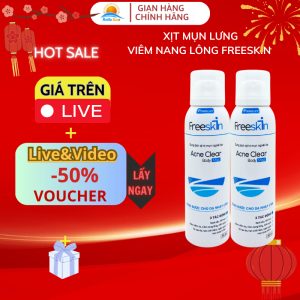 XỊT MỤN LƯNG FREESKIN - Hỗ trợ giảm mụn cơ thể, mờ thâm, giảm viêm nang lông, phục hồi làn da bị mụn, dung tích 80ml Novocare  55.000 ₫
