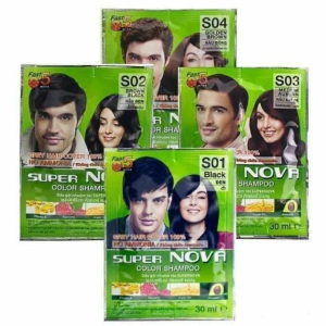 [12gói] Dầu gội nhuộm nova tóc Phủ bạc là nâu đen Thảo Dược Super Nova Color Shampoo 5-10 phút che phủ tóc bạc 100% Thái Lan  209.145 ₫