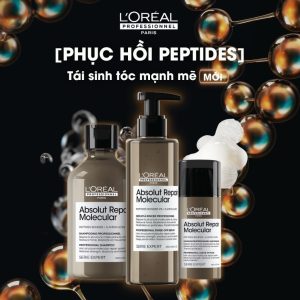 Combo Dầu Gội 500ml + Mặt nạ khô 100ml phục hồi Peptides cho tóc hư tổn L'Oréal Professionnel Absolut Repair Molecular  1.214.000 ₫