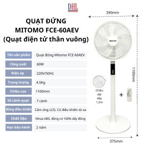 Quạt đứng Mitomo FCE-60HE cao cấp, công suất 60W không ồn - Bảo hành 2 năm ₫638.000