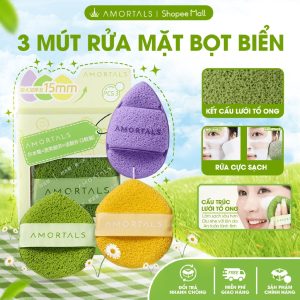 Bộ 3 bông mút rửa mặt Amortals hình giọt nước, làm sạch da mặt nhẹ nhàng và dịu nhẹ 39.000₫