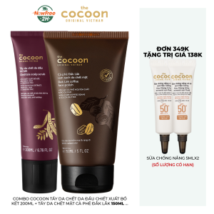 [MUA 2 GIẢM 41%] Combo 1 Tẩy da chết da đầu bồ kết 200ml + 1 Cà phê Đắk Lắk làm sạch da chết mặt Cocoon 150ml 363.000₫