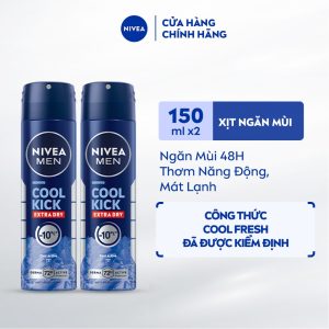 Xịt Ngăn Mùi NIVEA MEN Cool Kick Mát Lạnh | Thơm Năng Động 150ml / Xịt Khử Mùi Nam - 82883 99.000₫